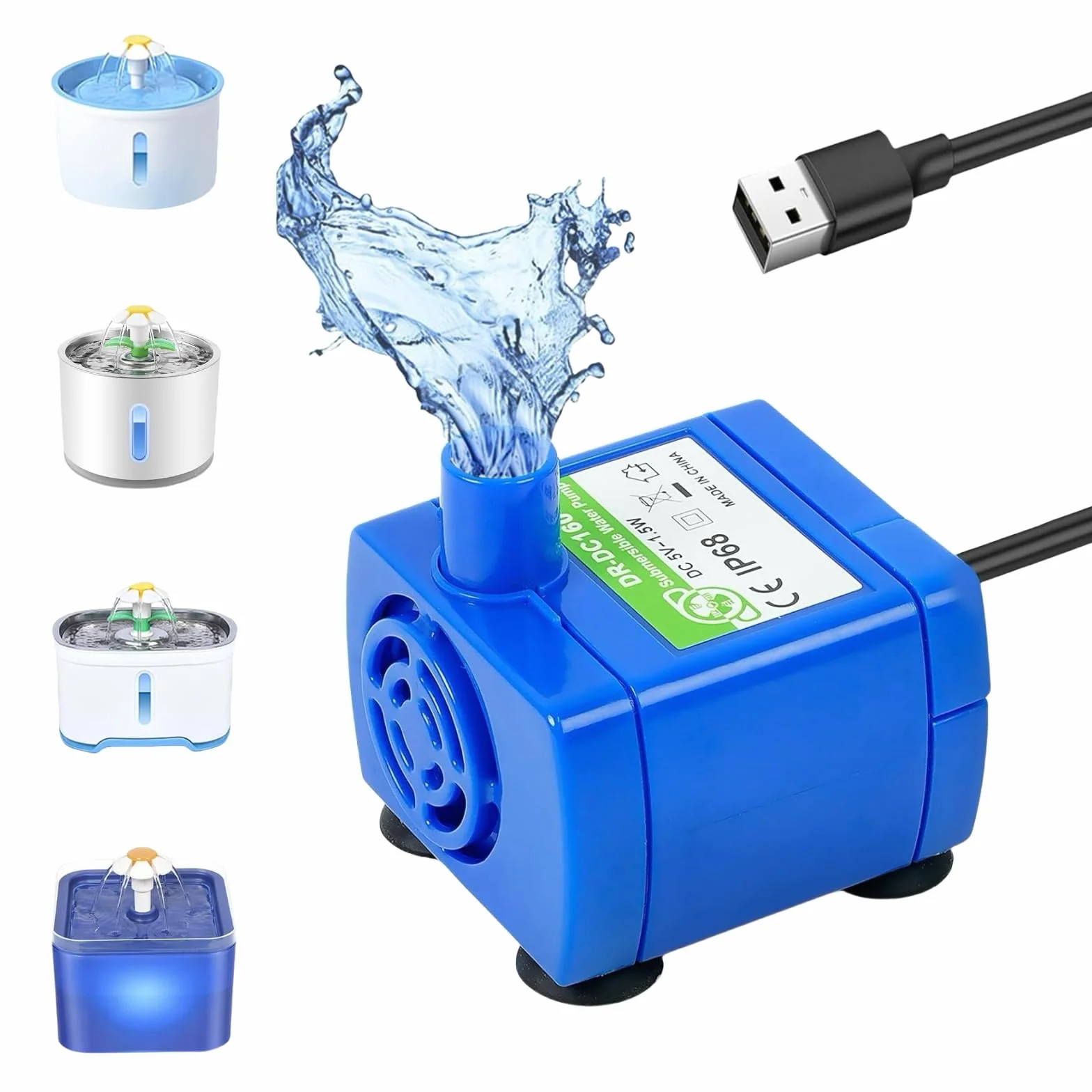 Pompa Fontanella per Gatti, USB Pompa di Ricambio Fontanella Gatti, Ultra Silenziosa, Pompa Acqua per Gatto