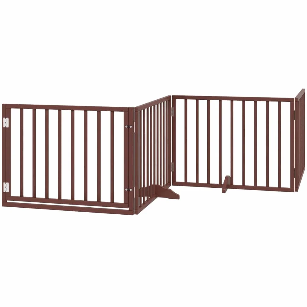 vidaXL Cancelletto per cani pieghevole 4 pannelli 320 cm legno di pioppo marrone