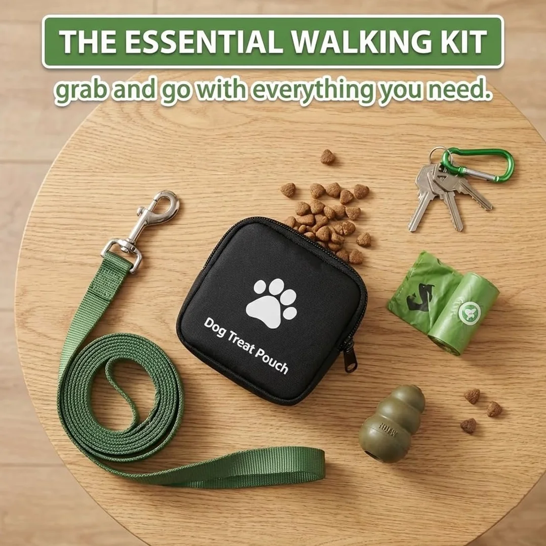 1 sacchetto per snack per cani, design impermeabile, per conservare snack per cani come ricompensa, con chiusura a zip, adatto per viaggi e uso all'aperto (nero)