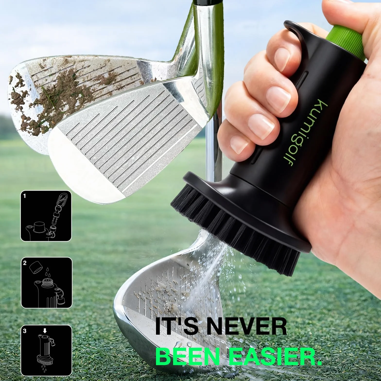 Spazzola d'acqua H3 per golf club, setole in nylon magnetiche