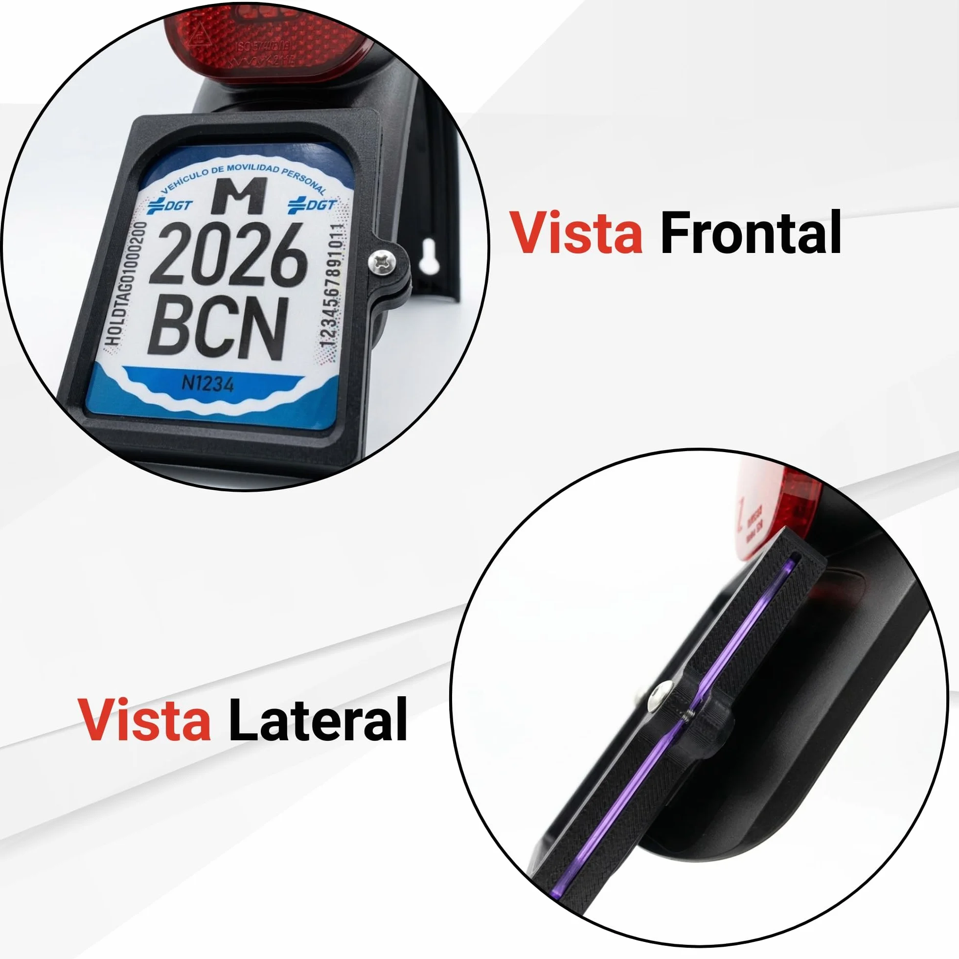 Porta Targa per Monopattino Elettrico con Vite di Sicurezza, Supporto Parafango Fissaggio a Vite o Adesivo, Protezione Trasparente Rimovibile