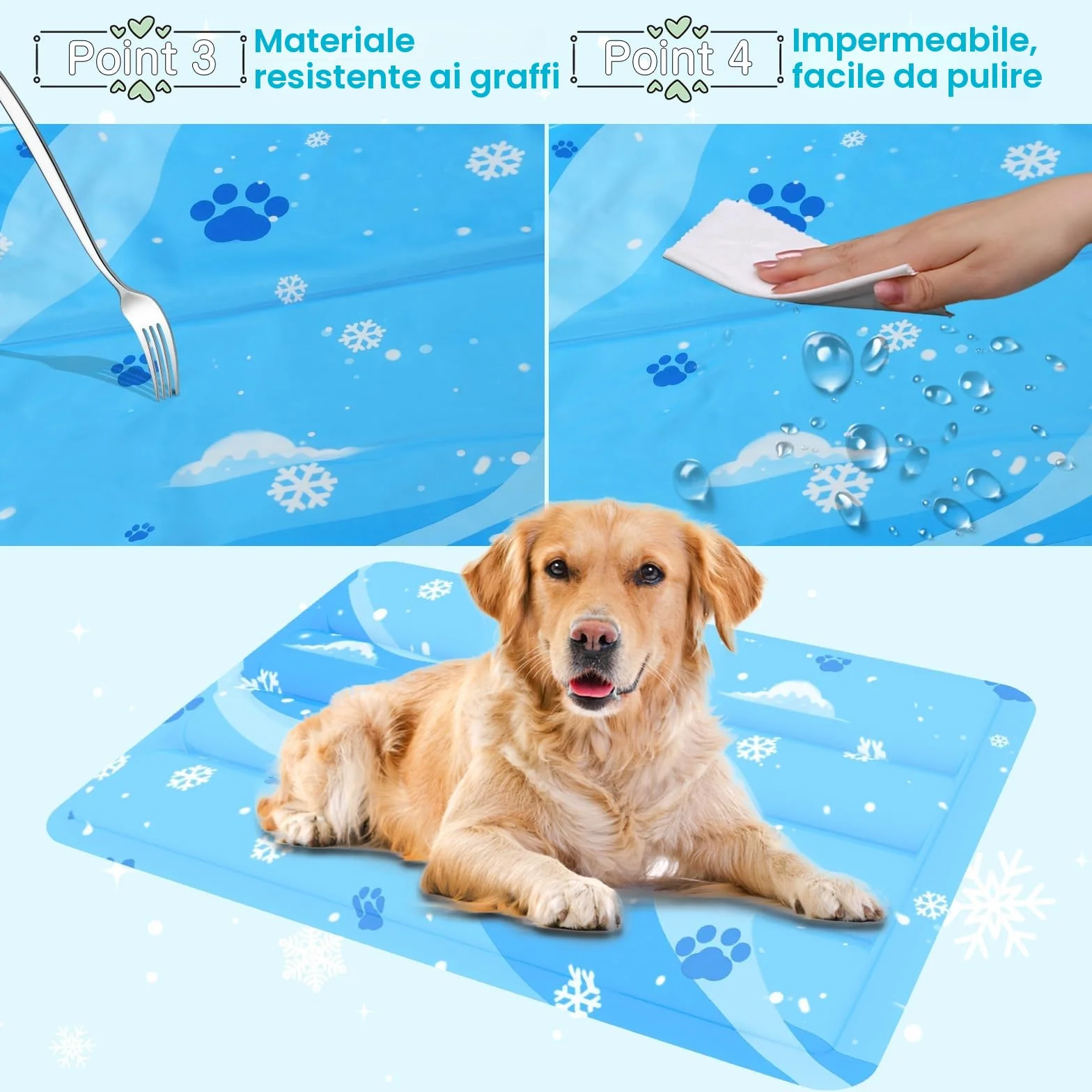 Tappetino Refrigerante per Cani e Gatti, Grande Tappeto Rinfrescante con Gel Atossico