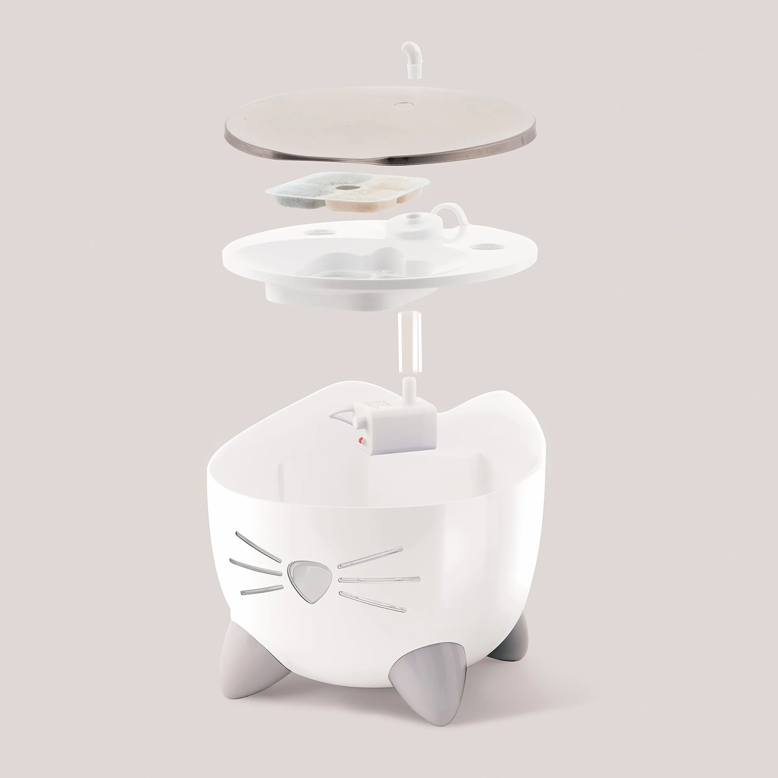 Catit PIXI Fontana per gatti 2,5 l bianco acciaio inox