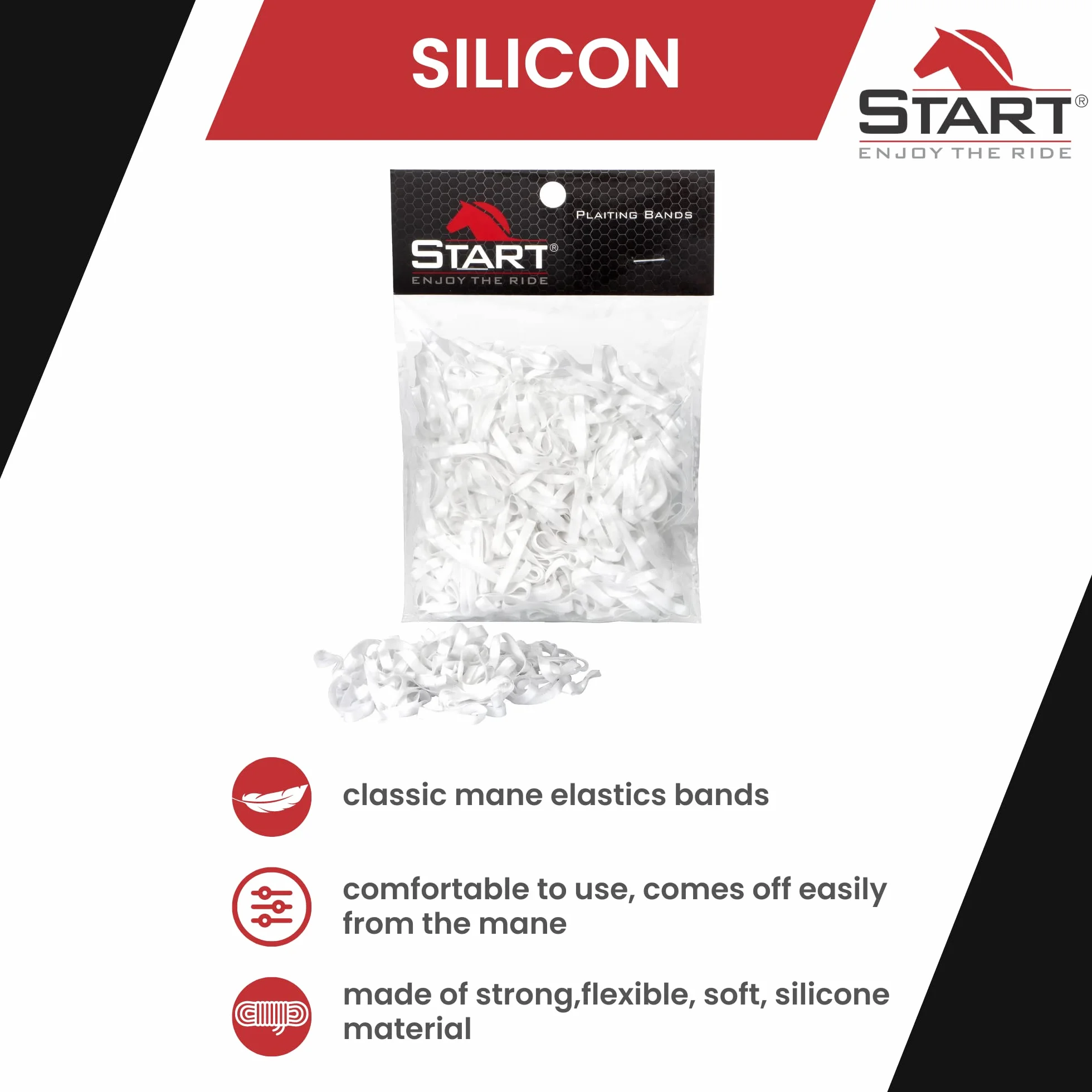 Start Elastici in Silicone per Criniera Cavallo – Set 500 pz - Morbidi, Resistenti, Delicati sul Pelo per Trecce Perfette (Bianco)