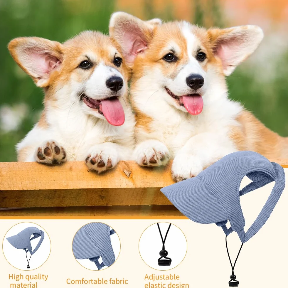 OFFCUP Berretto da Baseball per Cani Regolabile con Fori per le Orecchie Cappello Sportivo da Viaggio Protezione Solare (Blu, XL)