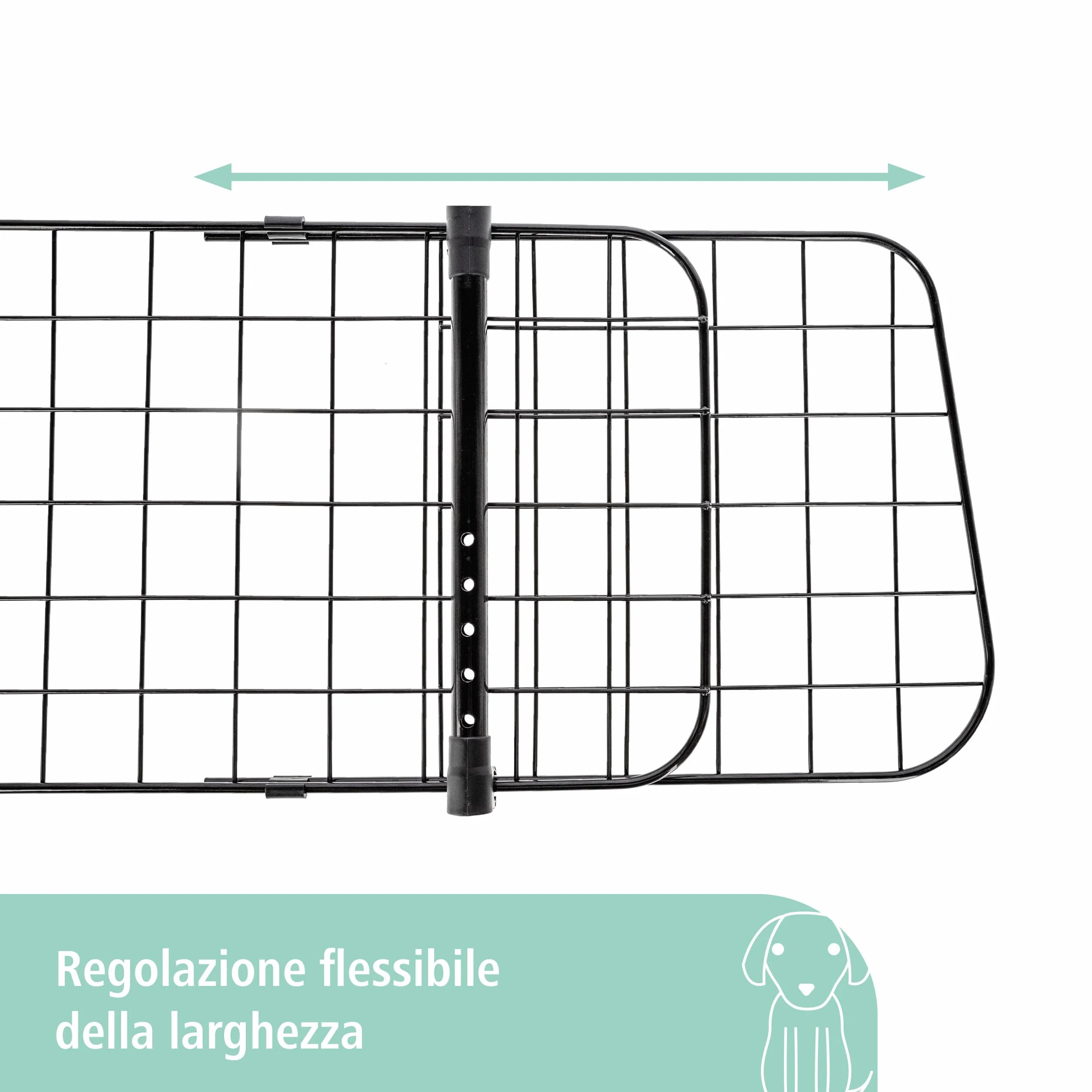 Kerbl Cancelletto di Sicurezza per Auto, Protezione Trasporto, Divisorio, Nero, 30 cm, 96-145 cm, Metallo, Cani, Larghezza Regolabile