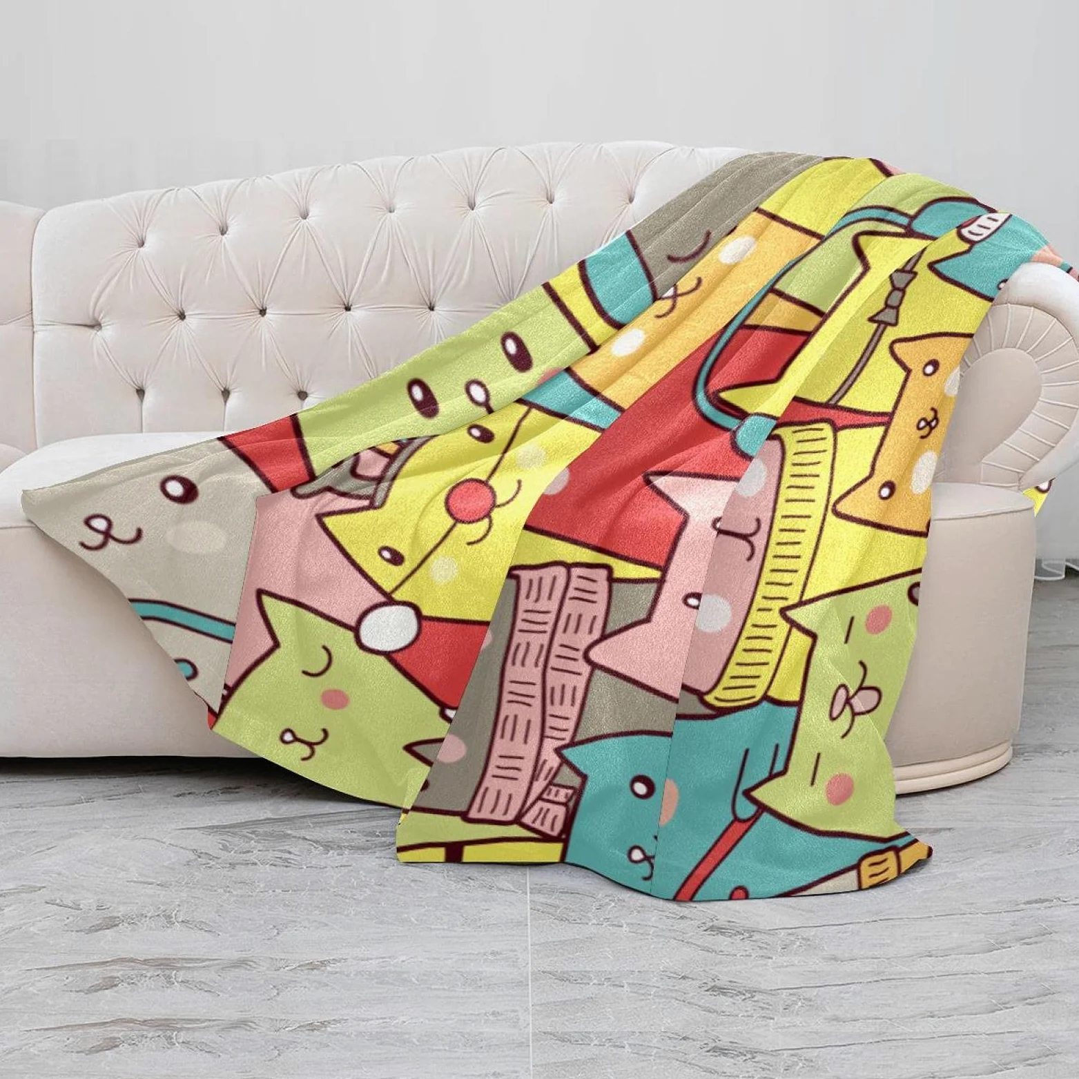 Coperta in pile per gatti del fumetto, coperta super morbida e lussuosa