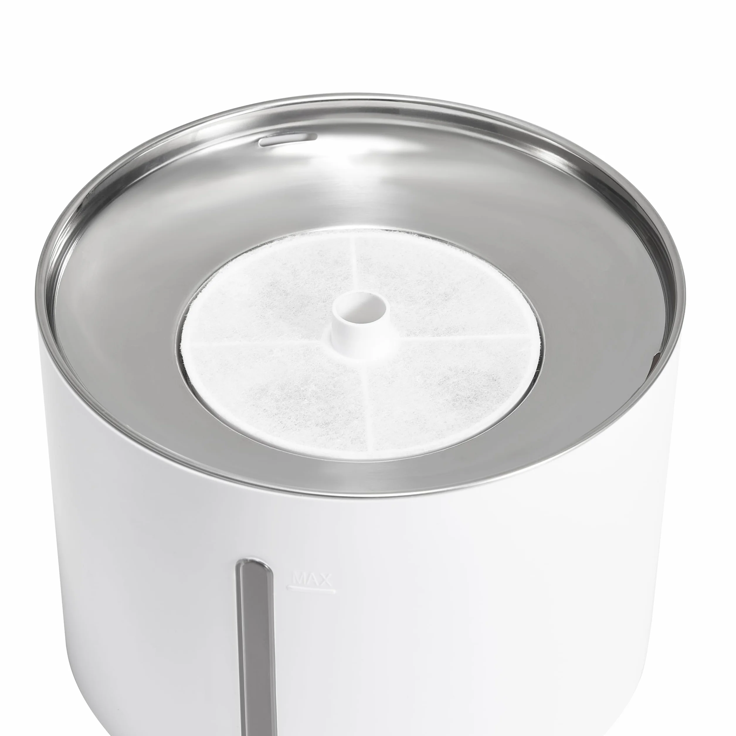Amazon Basics Fontana d'acqua per gatti in acciaio inossidabile con 3 filtri, 3 L, Bianco