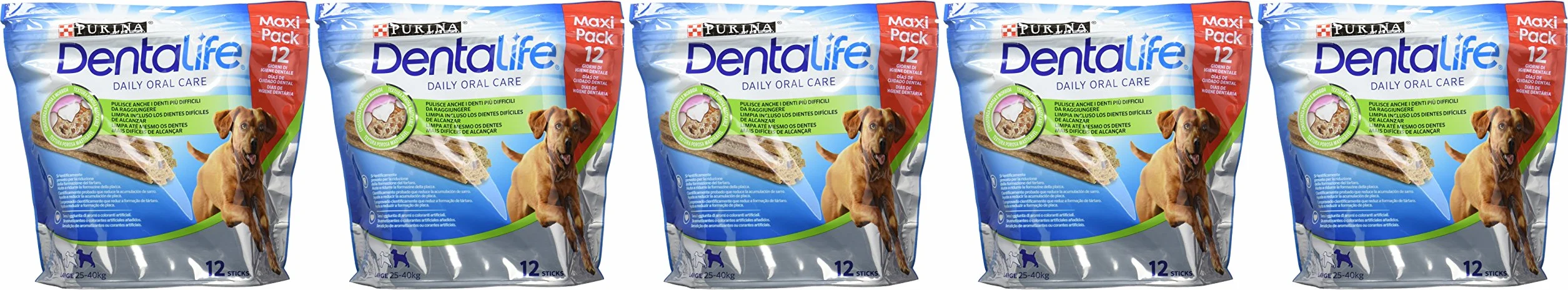 PURINA DENTALIFE Daily Oral Care Snack per l'Igiene Orale per Cani Adulti Stick con Pollo 5 Confezioni da 426g