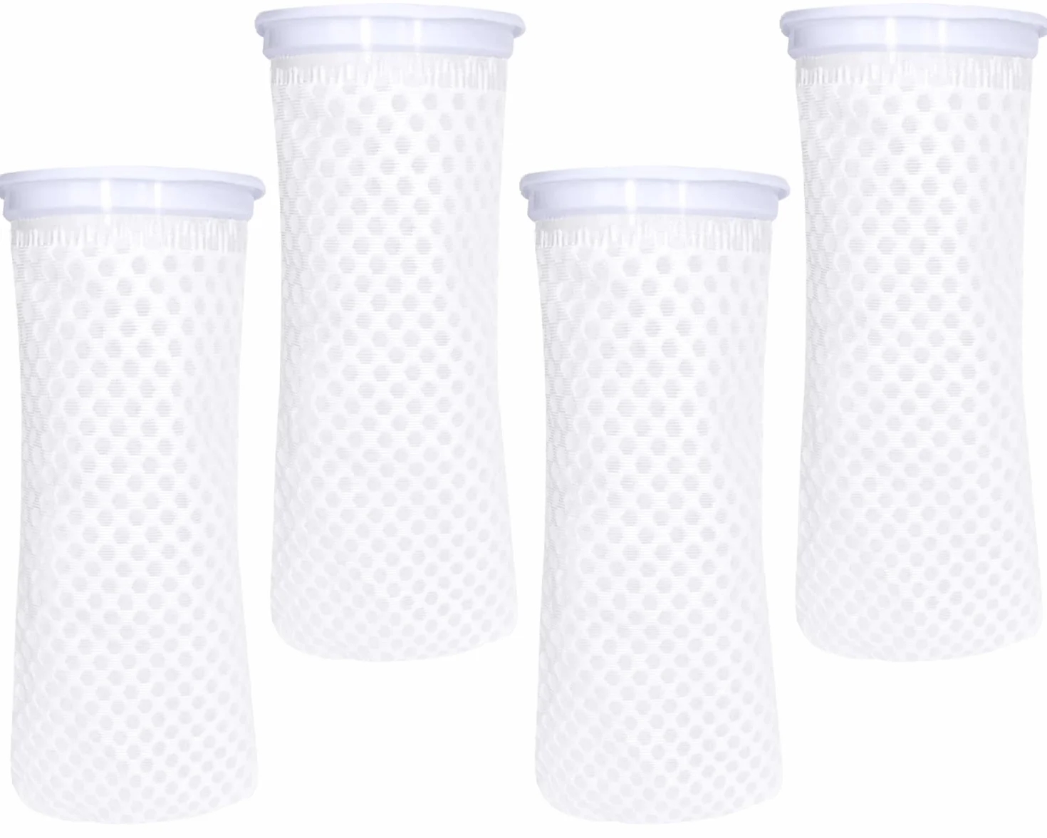 4pcs 4inch 150 Micron Calzini Filtro Acquario, Acquario 3D a Nido d'Ape Design Filtro calzino,calzino Anti-trabocco per Acquario Uso in Acqua Dolce stagni d'Acqua salata pozzetti