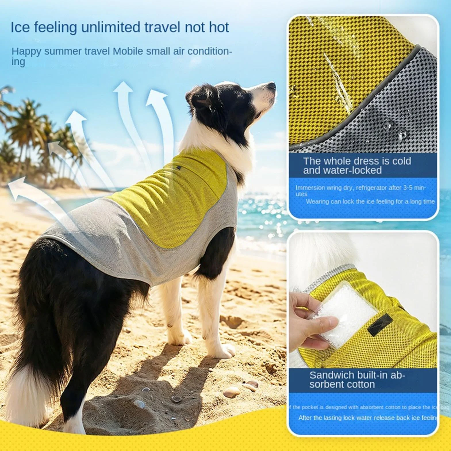 Gilet rinfrescante per cani traspirante regolabile taglie piccole medie grandi
