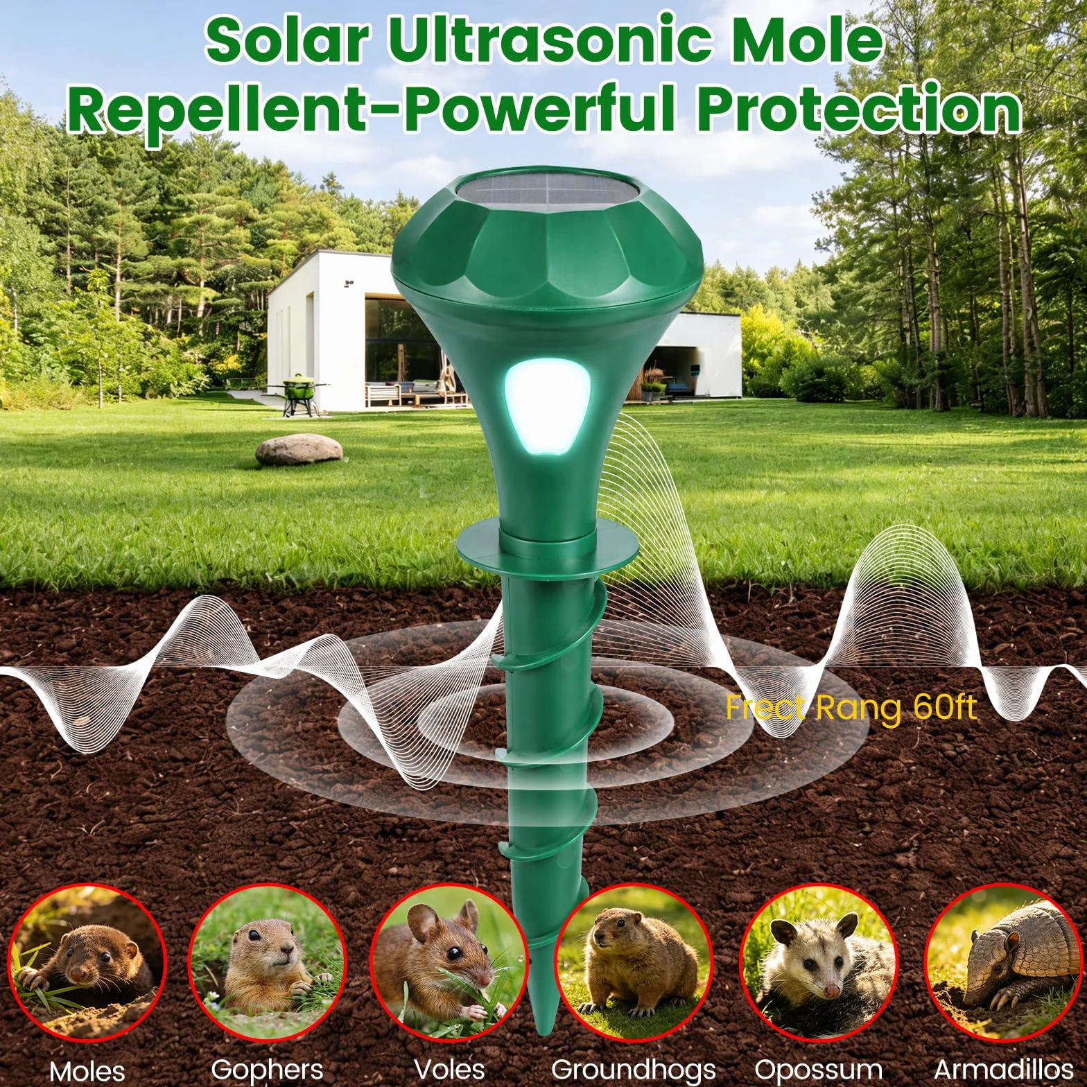 2 Pezzi Repellente Gatti Ultrasuoni Solare Dissuasore Animale Professionale con Luce LED, Repellente per Gatti per Giardino Cortile Orto Fattoria Protezione da Piccioni Uccelli Cani Topi Volpi
