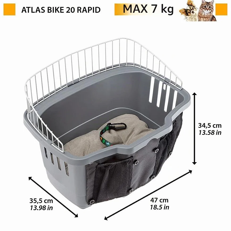 Ferplast Atlas Bike 20 Rapid Dog Bike Carrier 47 x 35,5 x 34,5 cm, grigio