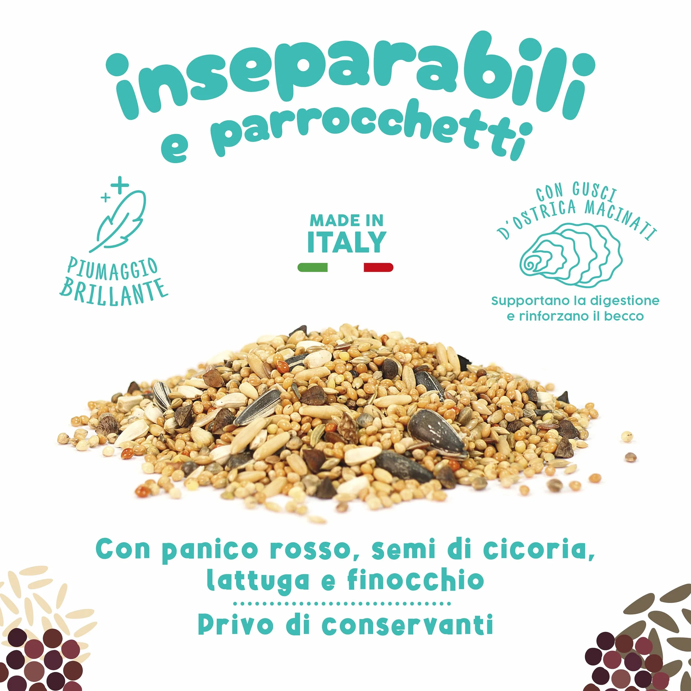Best Friend Mangime Completo per Inseparabili e Parrocchetti con Cardo Mariano, 100% Made in Italy, Confezione 8 Pacchi