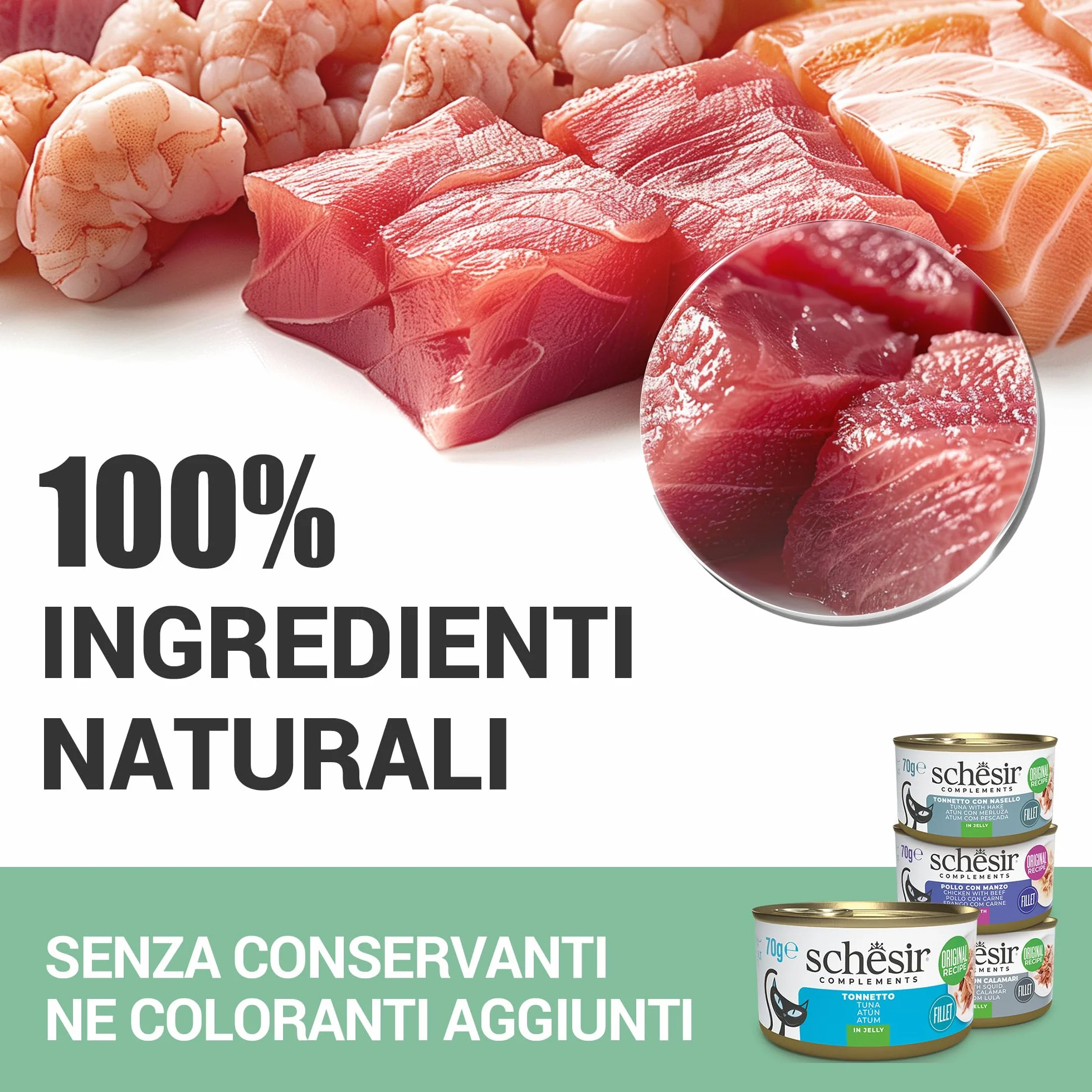 Schesir, Zuppa con Filetti di Tonno e Calamari, in busta, Cibo Umido Complementare per Gatti, Ricetta Originale, 100% Naturale, Cruelty Free, 12 x 40g
