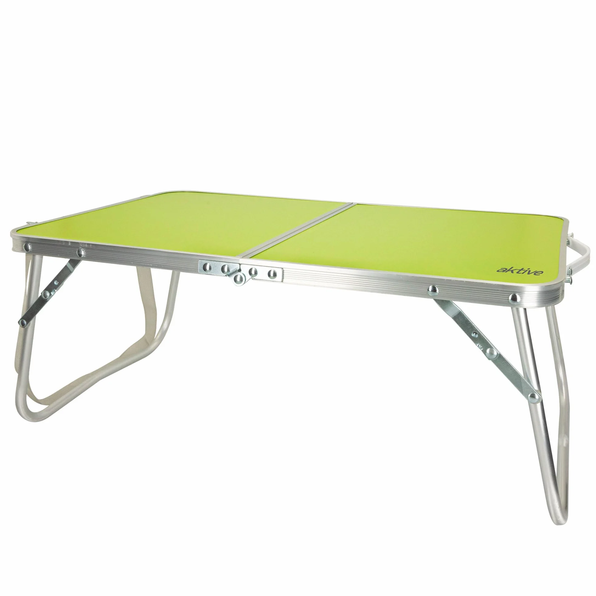 AKTIVE Tavolo da spiaggia pieghevole, Tavolo da spiaggia basso, 60x40x25 cm, verde, struttura in metallo, piano in legno, piccolo tavolo da campeggio pieghevole, blocco di sicurezza, Campeggio