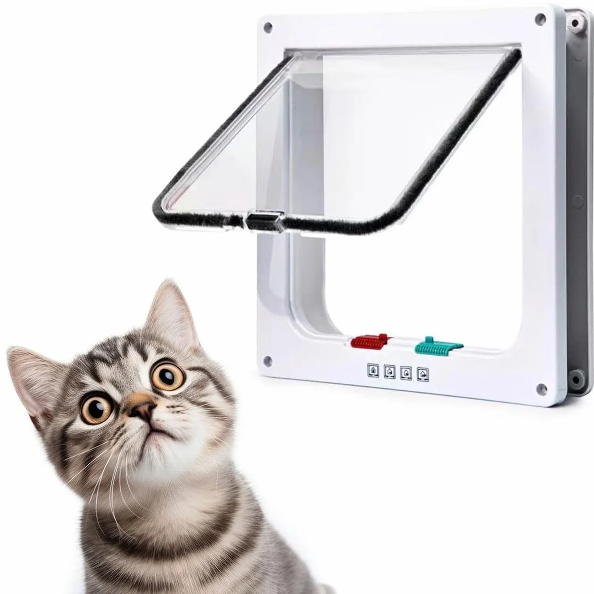 Porta per Gatti e Cani, Gattaiola 4 Vie, Porticina per Animali Domestici (M)