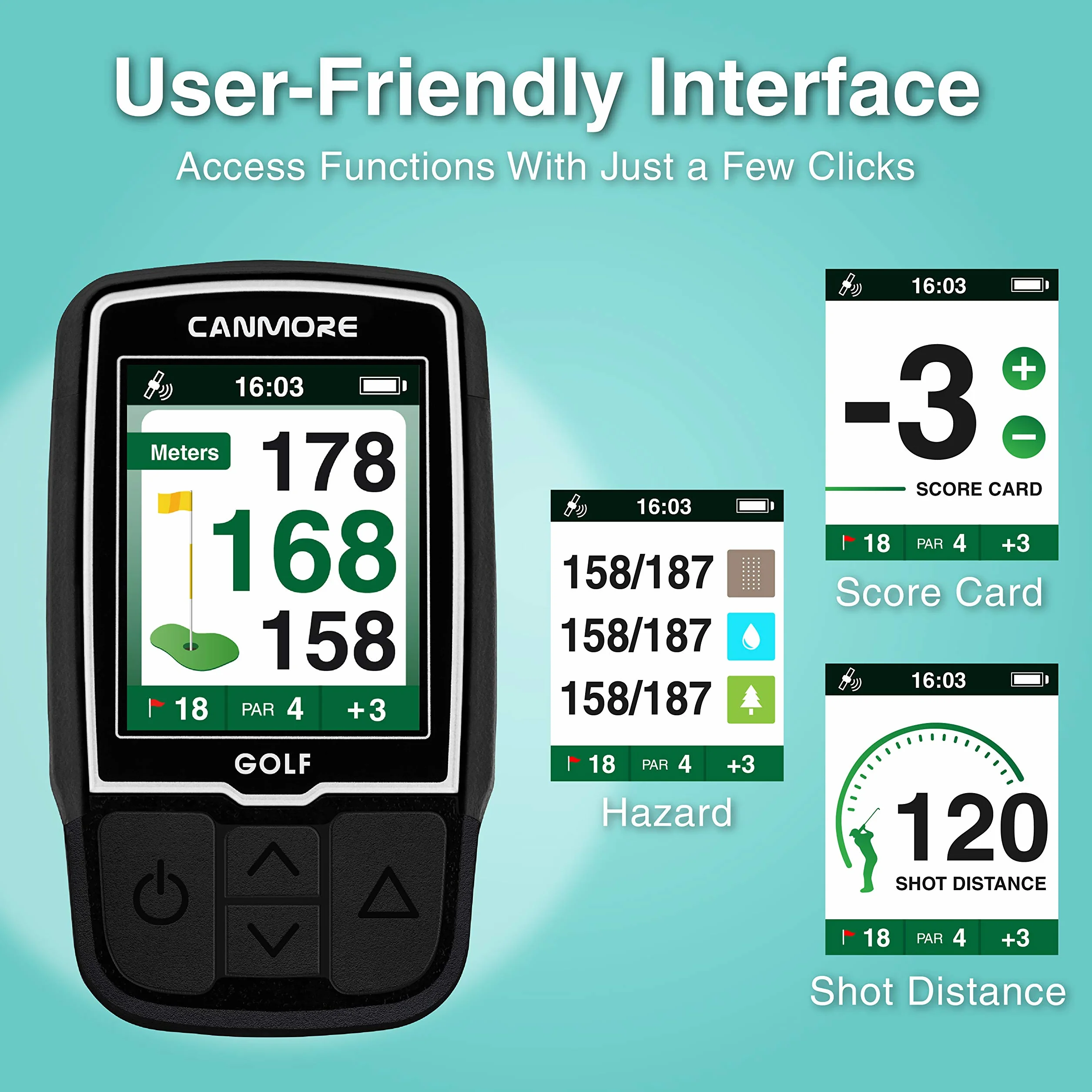 CANMORE HG200 PRO GPS portatile per golf, 41.000 campi precaricati, nero
