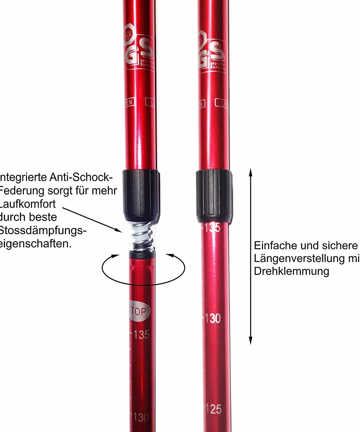 Bastoni da Nordic Walking 100-135 cm regolabili leggeri lega alluminio blu nero