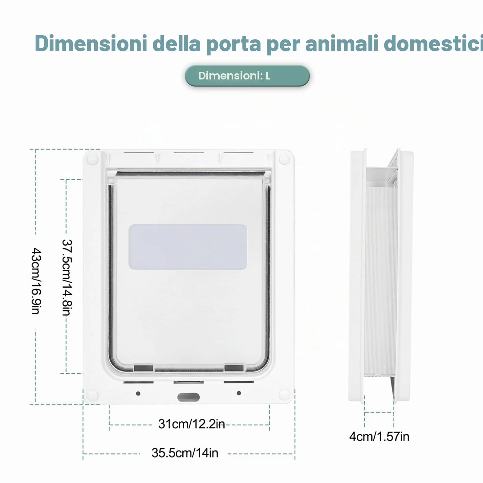Porta grande per cani con piastra di bloccaggio magnetica, resistente alle intemperie, taglia L per animali domestici