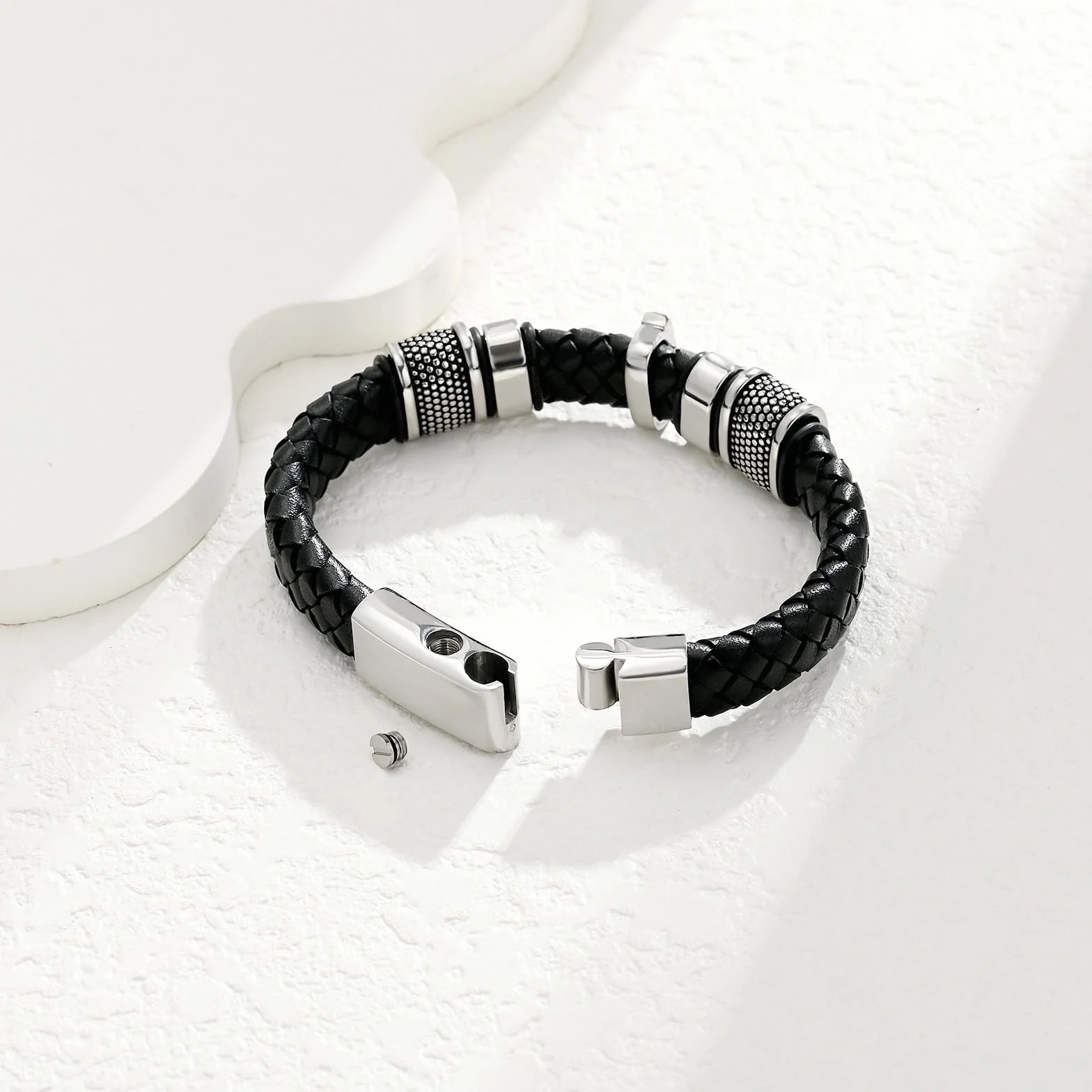 Bracciale a forma di croce in vera pelle con cenere commemorativa gioielli urna ricordo