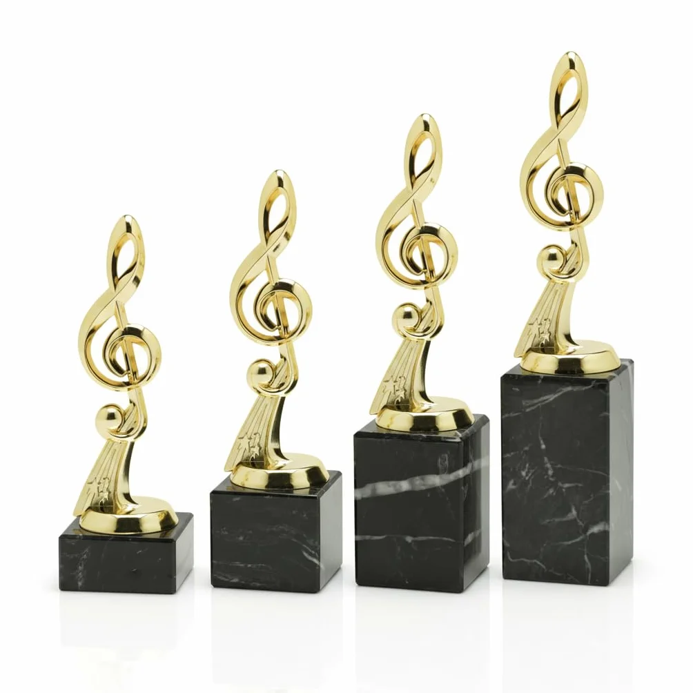 Trofeo Nota Musica in ABS – Premio Musica Elegante per Eventi, Concorsi, Scuole, Bande e Cantanti – Coppa Musicale con Base Personalizzabile – Idea Regalo Musicisti (Altezza 19cm)