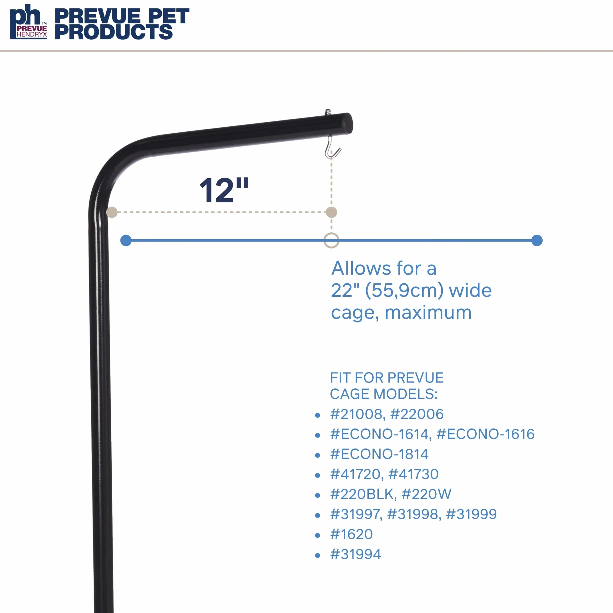 Prevue Hendryx - Supporto Tubolare per Gabbia per Uccelli in Acciaio 1780 Nero, 61 x 61 x 152 cm