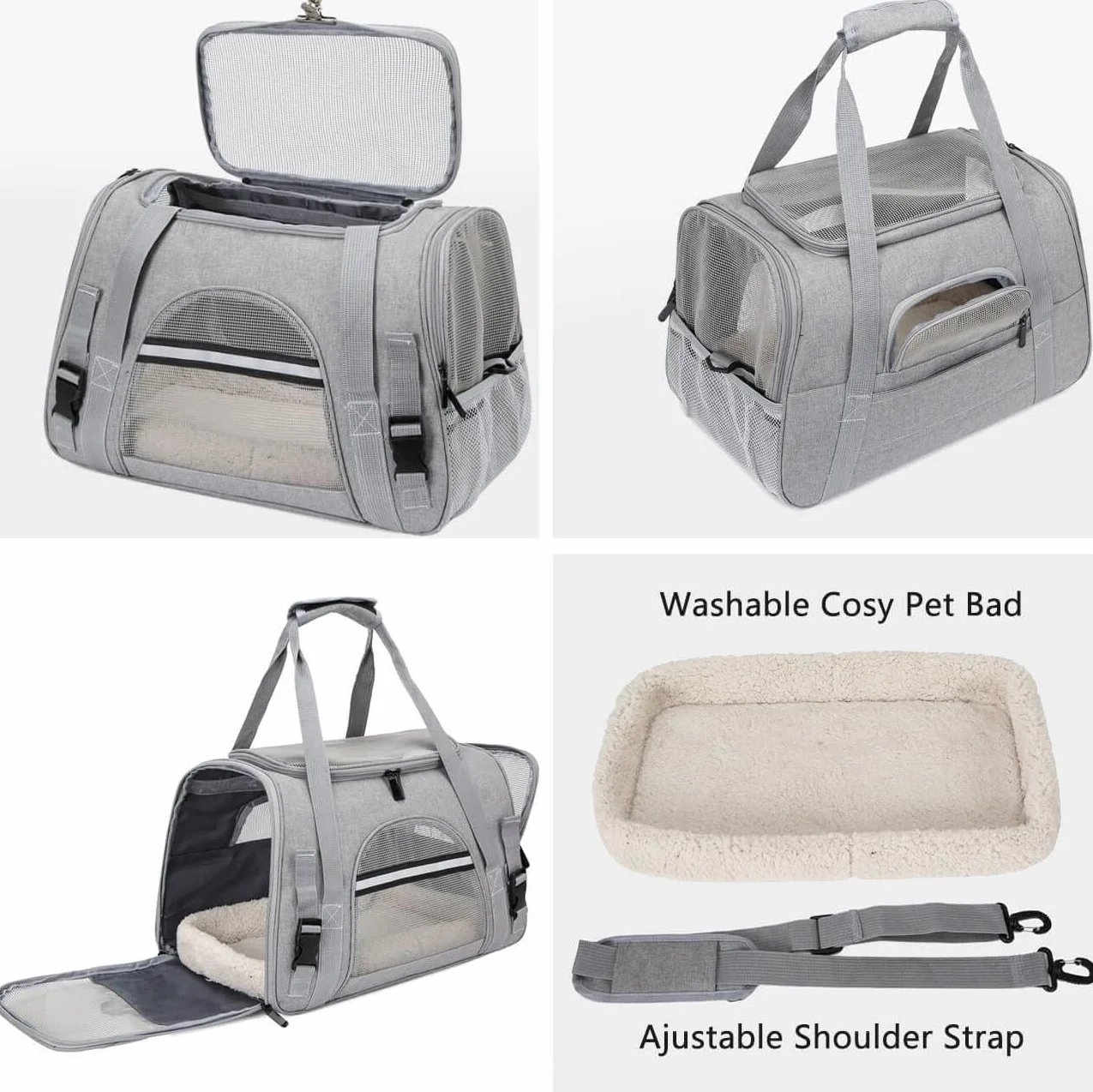Trasportino gatto, trasportino per cani, Trasportino per animali portatile morbido e pieghevole, Può essere portato a mano o a tracolla (Blu)