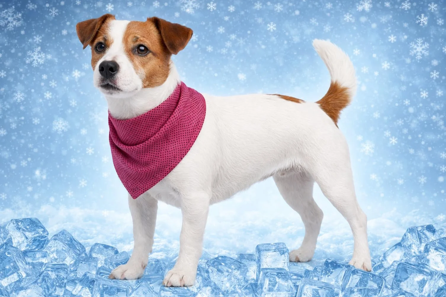 Cane Collare - bandana rinfrescante rosa S 52x22 cm - poliestere traspirante - effetto rinfrescante - 3 strati - assorbente - estate - tipo tappetino refrigerante cane