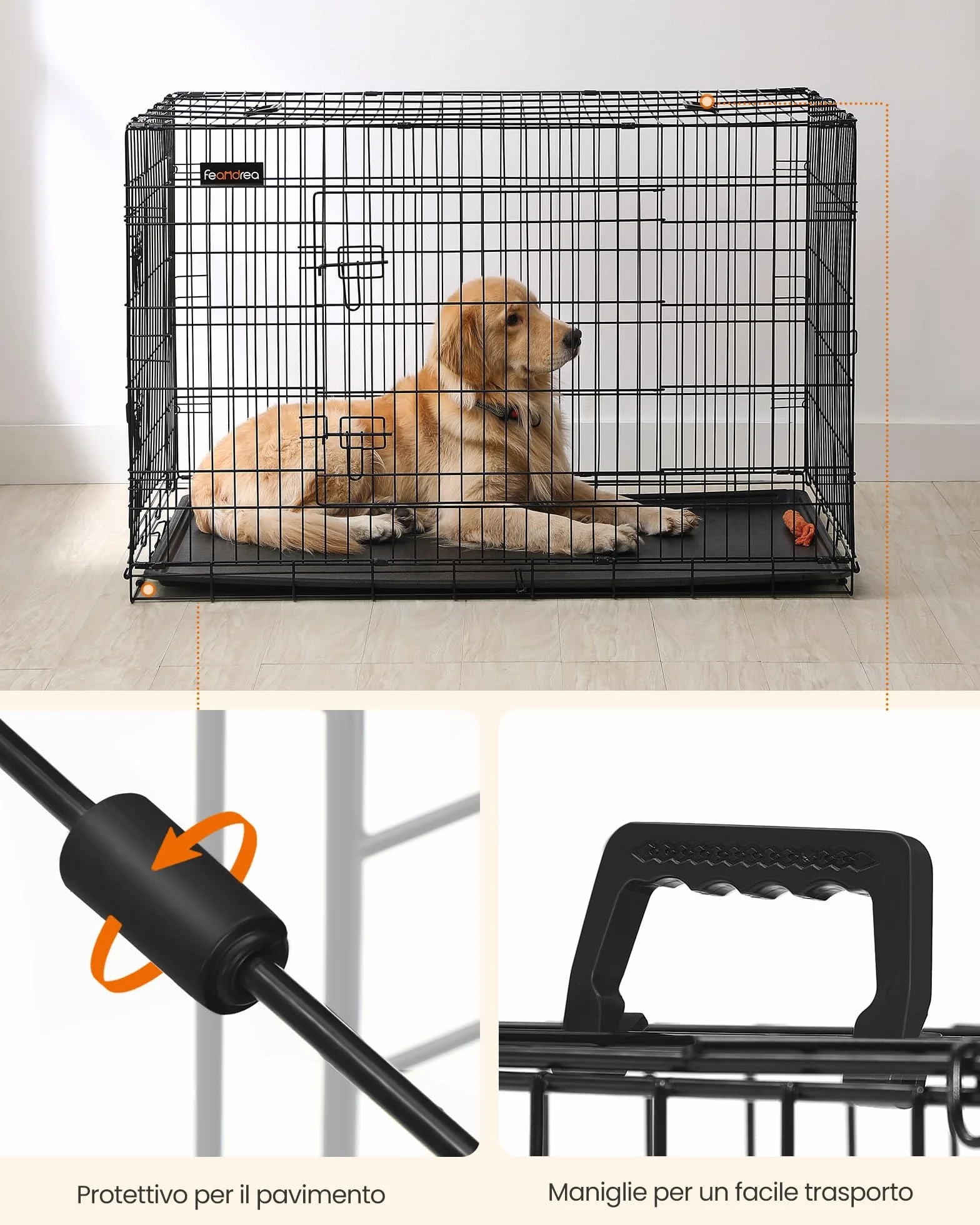 Feandrea Gabbia per Cani Pieghevole XXL 122x74,5x80,5 cm Nero PPD48H