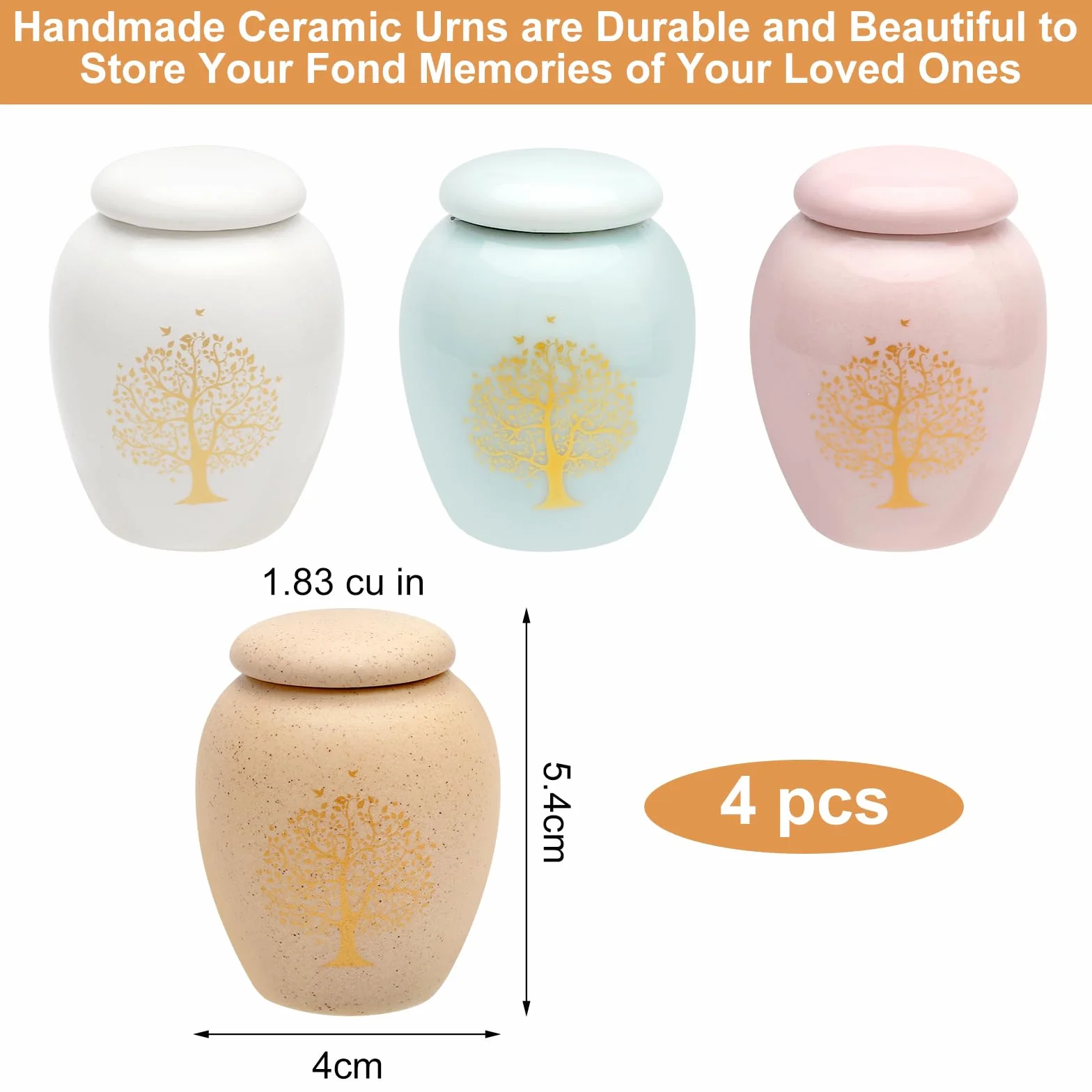 APOMOONS Set di 4 Urna Funeraria Urna Ceneri Umane Urna per Ceneri Cane Urne per Ceneri X Cani Urna per Ceneri Gatto Urna con Albero Della Vita Memoriali per La Conservazione Sicura Delle Ceneri