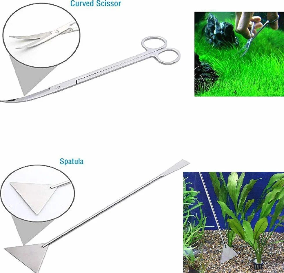 Signstek 5 in 1 Acciaio Inox Pinzette Forbici Spatola Attrezzo Acquario Starter Kit