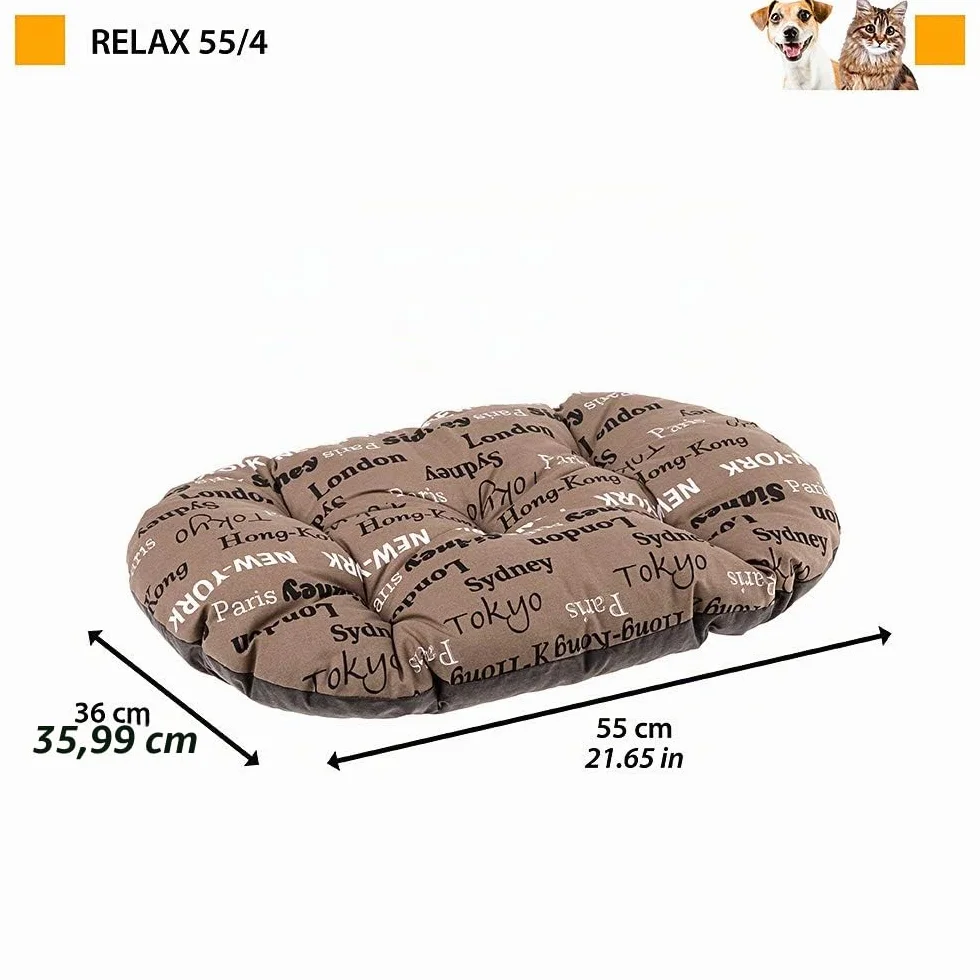 Ferplast Cuscino Cane Gatto RELAX 55/4, Lettino Ovale Morbido Lavabile 55x36 cm