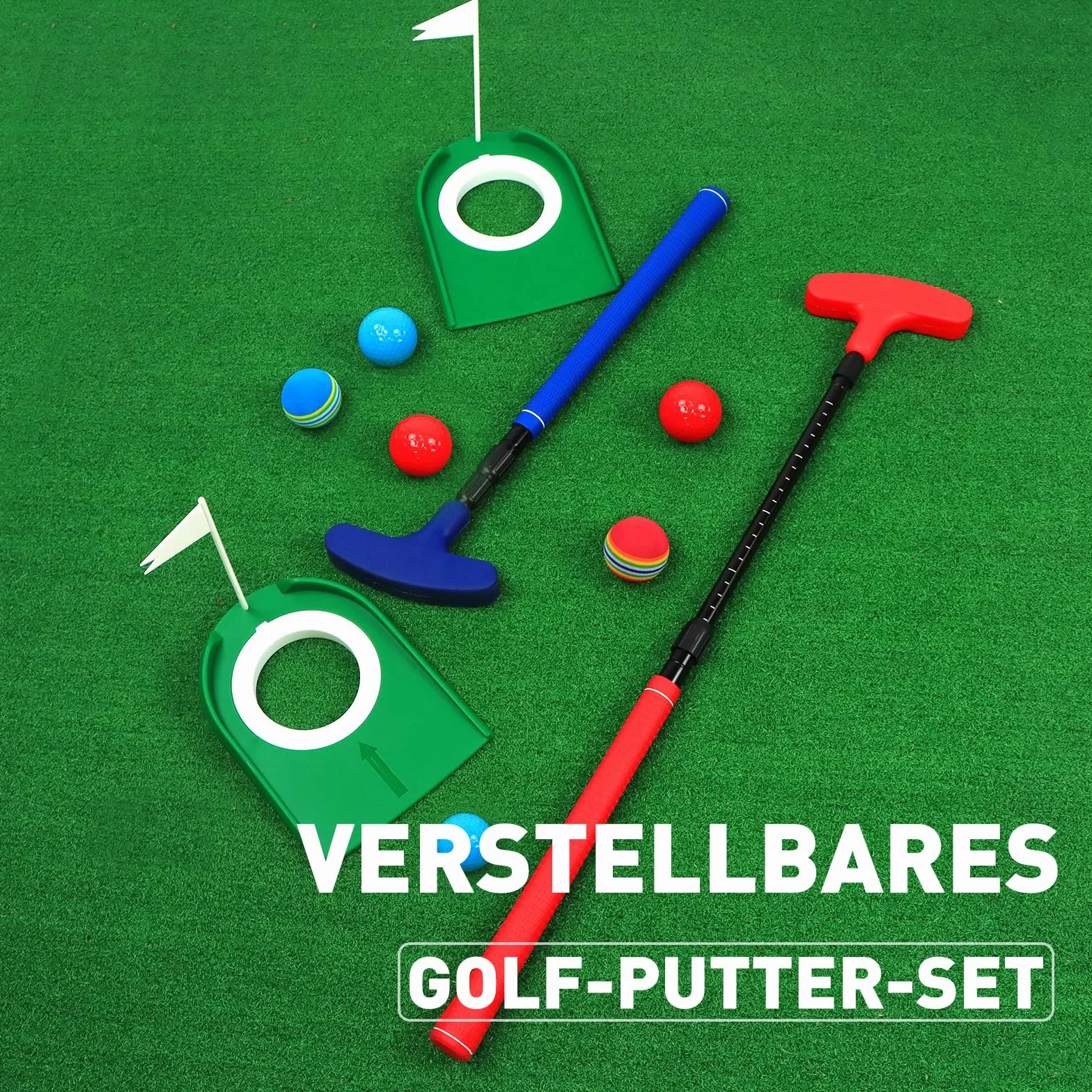 Set di putter da golf regolabile (rosso e blu) – ambidestro per mancini e destrorsi, mini set da golf professionale e accessori da golf per bambini e ragazzi