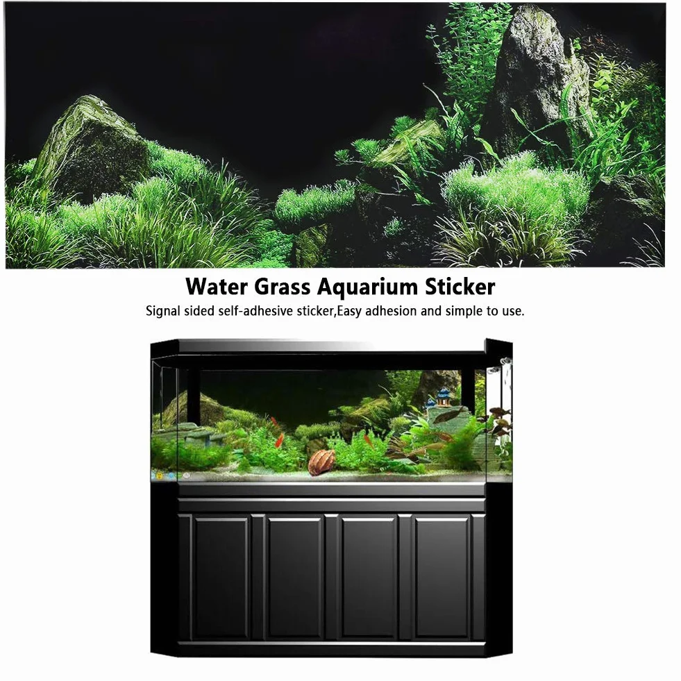 Buachois Adesivo per Acquario, Adesivo Decorativo per Acquario di Sfondo in PVC, Sfondo per Poster Adesivo per Pittura Subacquea in Erba(61 * 30cm)