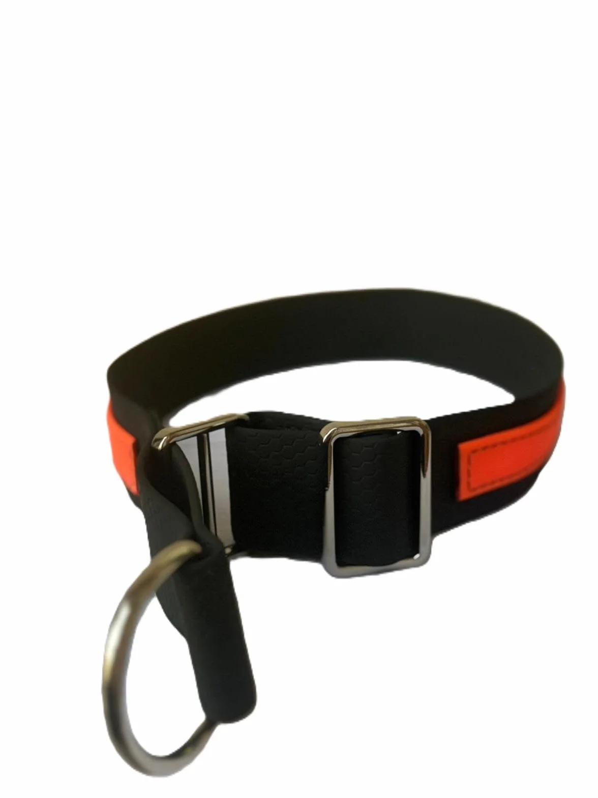 Collare a scorrimento limitato BIOTHANE-HEXA NERO-ARANCIO FLUO L