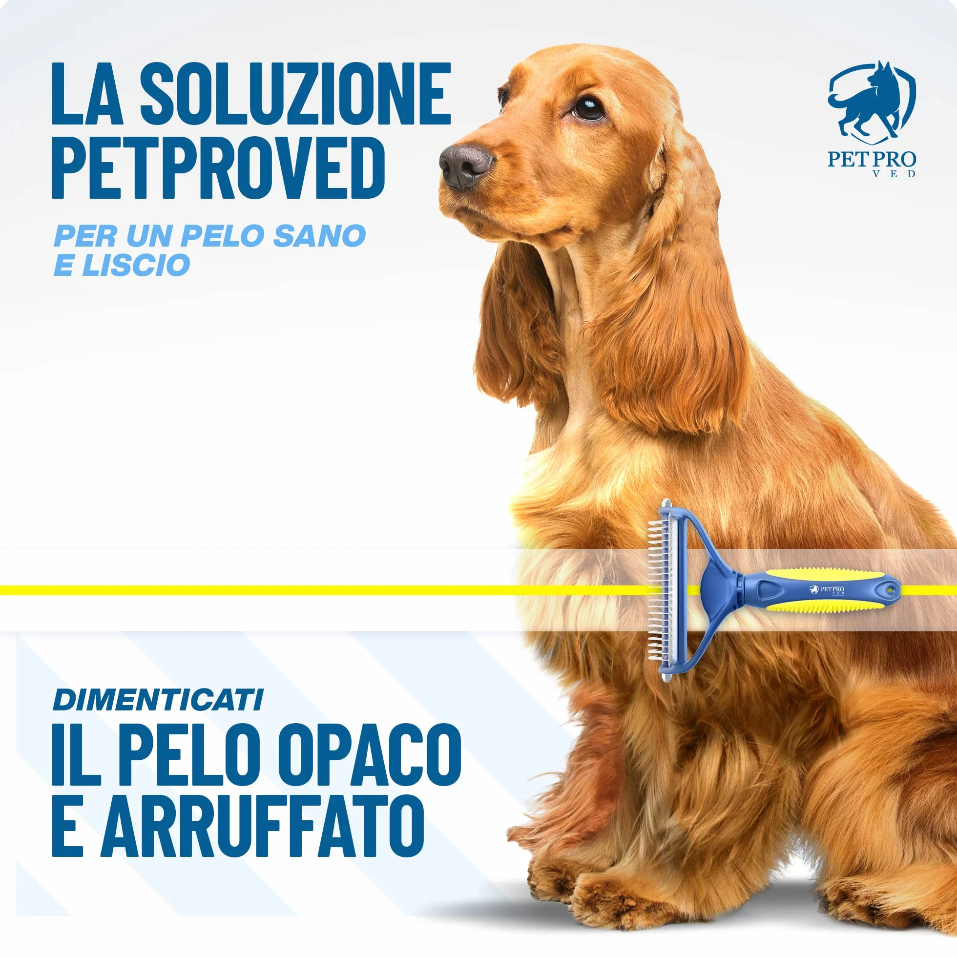 PETPROVED Spazzola per Cani Pelo Lungo Medio 2in1 Sottopelo Doppia Faccia Spazzole per Gatti