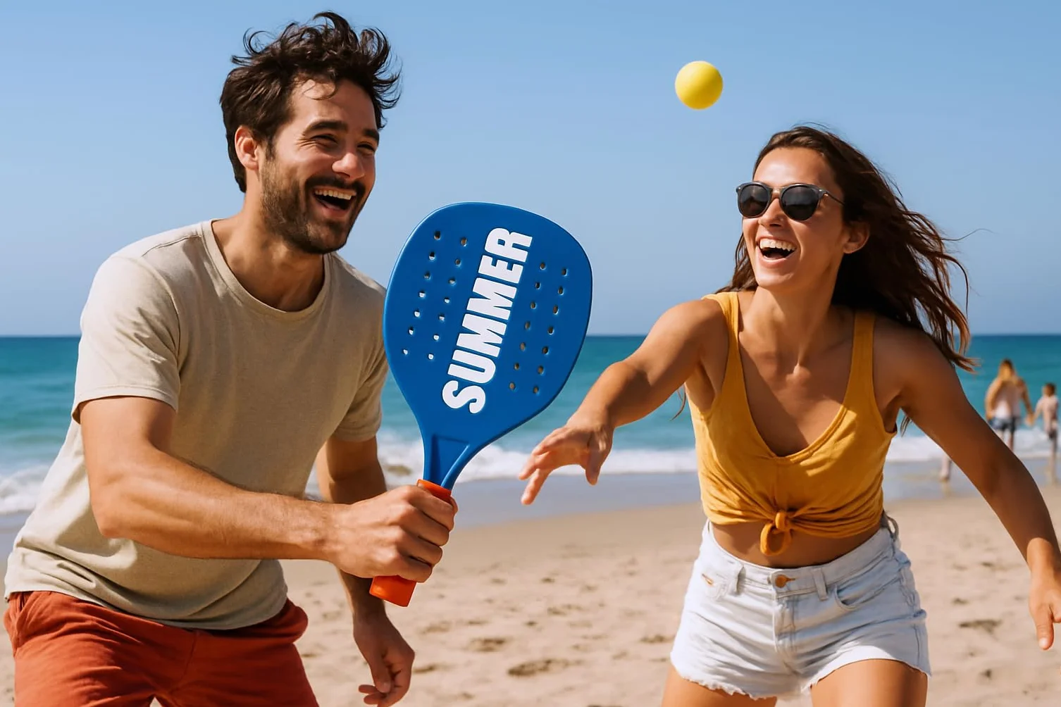 Coppia Racchette da Spiaggia Summer Padel Beach Tennis Set Legno Mare Giardino