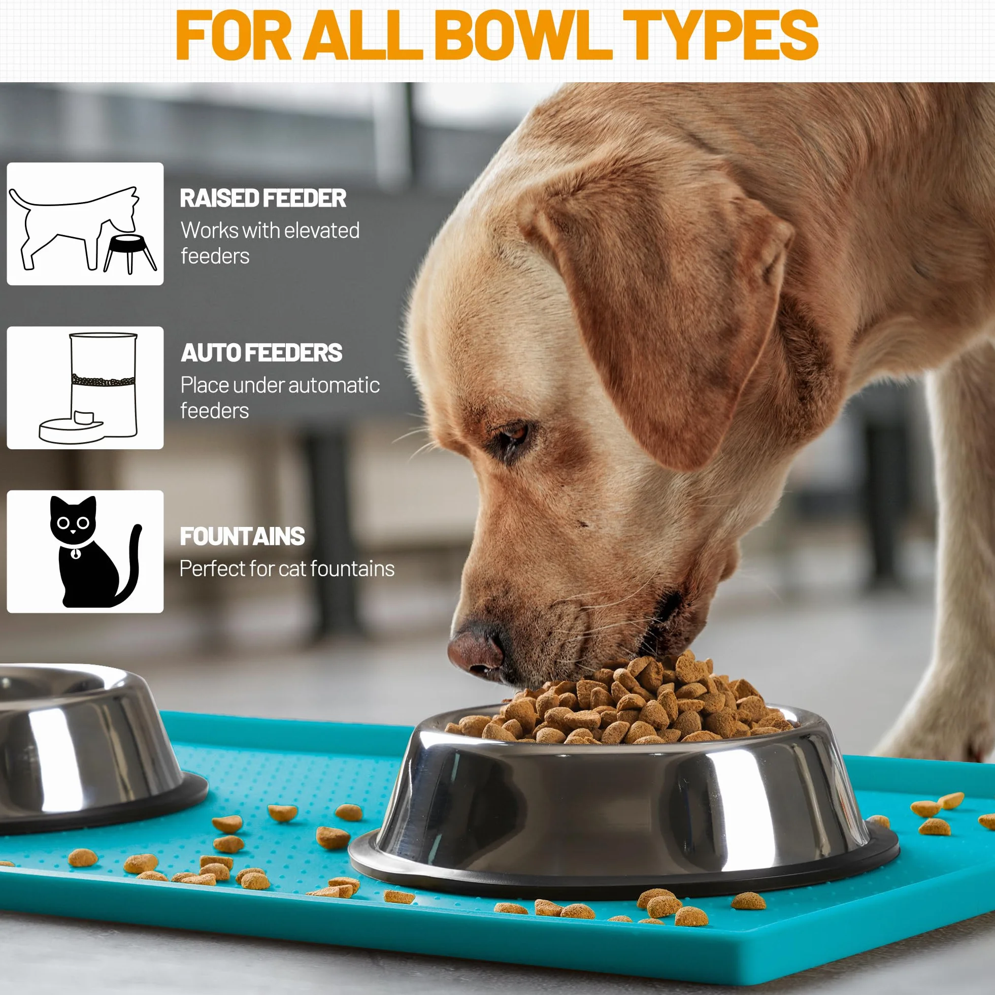 Hubulk tappetino alimentare per cane e gatto, antiscivolo, in silicone, non sporca, approvato FDA, misura grande 48,3 x 30,5 cm
