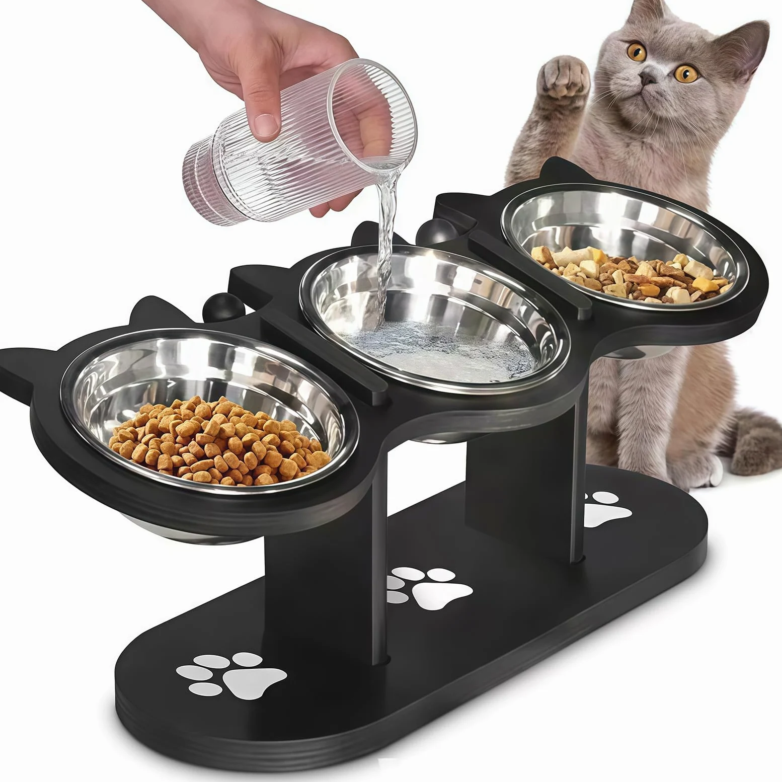 Mangiatoia per animali rialzata con doppie ciotole per acqua alimentare, design anti-vomito Mangiatoia per animali anti-vomito per cani e gatti