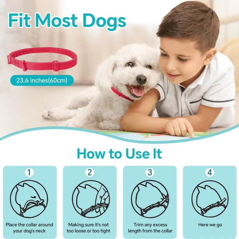 WEALLIN Collare Calmante Anti-Ansia per Cani, Regolabile Impermeabile Feromoni Naturali 60 Giorni Rosso