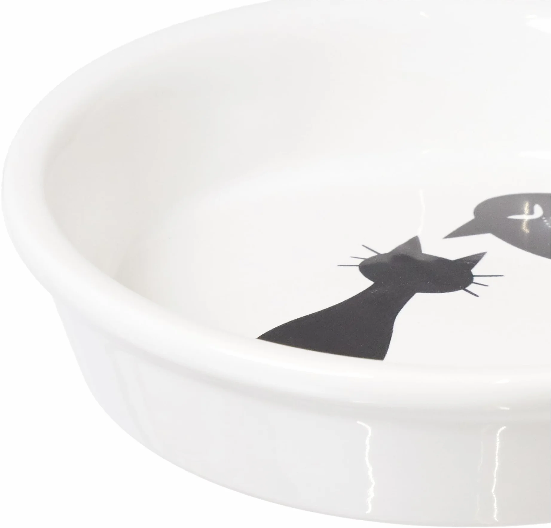 TRIXIE Ciotola in ceramica per gatti a bordo basso – Per rispettare i baffi sensibili – Antiscivolo & lavabile in lavastoviglie – Bianco, 0,25 l, ø 13 cm