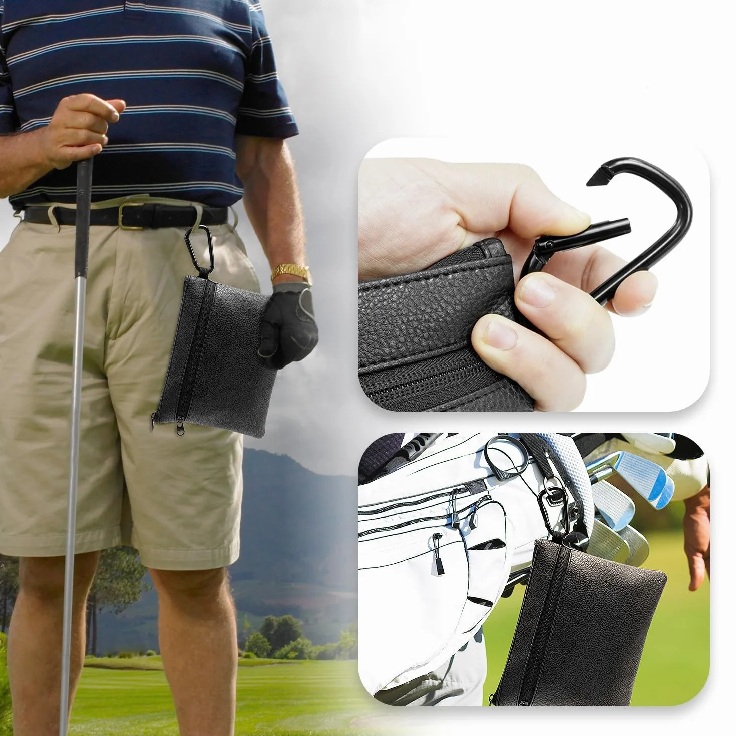 Sacca Portaoggetti per Palline e Maglie da Golf, Borsa Marsupio Sportivo con Fibbia