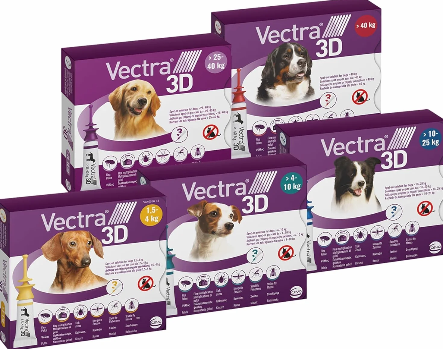 VECTRA 3D Antiparassitario per Cane 3 Pipette Antipulci Antizecche Antizanzare 4-10 kg
