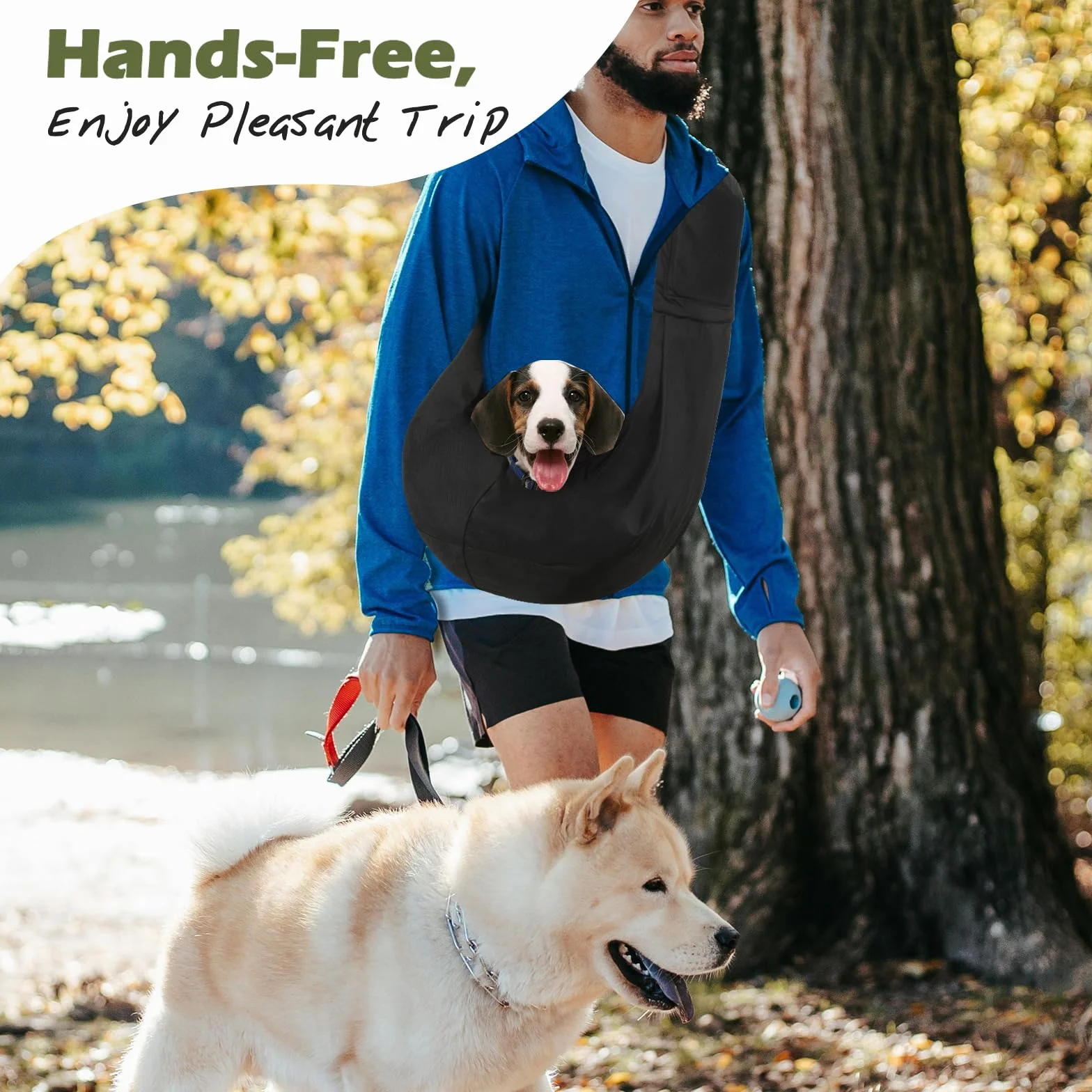 Pawaboo Trasportino per Cani di Piccola Taglia Reversibile a Mani Libere con Imbragatura di Sicurezza, Nero