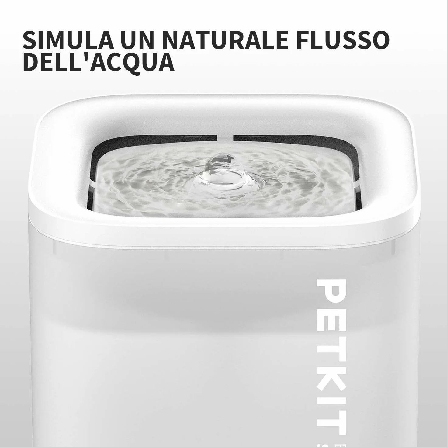 PETKIT CYBERTAIL Fontanella per Gatti, Pompa dell'Acqua Senza Fili,25dB Silenziosa,Fontanella per Cani,3.0 Aggiornare l'elemento Filtrante,1.8 L（Non Base Wireless）
