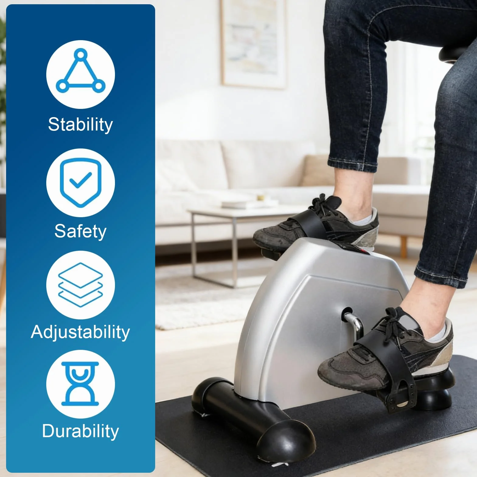 60 x 40cm Upgraded Tappetino Fitness, Tappetino per Palestra Anti-Rumore e Anti-Scivolo con Protezione Pavimento per Home Trainer, Ellittica, Pedaltrainer e Attrezzatura Gym