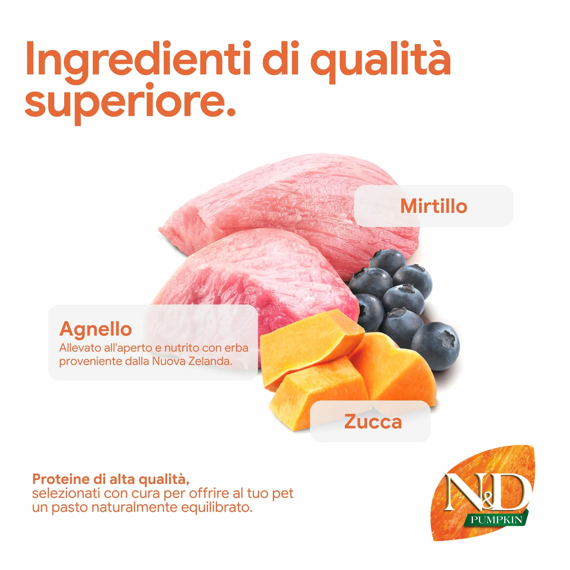 Farmina, N&D Pumpkin, Agnello, Zucca e Mirtilli, Cane Adult Medium/Maxi, 12kg