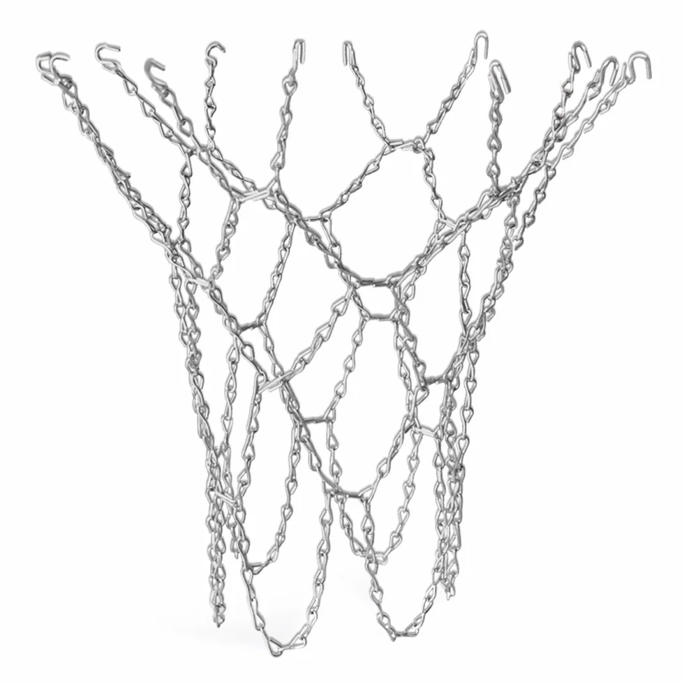 TRIXES Robusta rete da pallacanestro argentata in metallo con catenella molto resistente