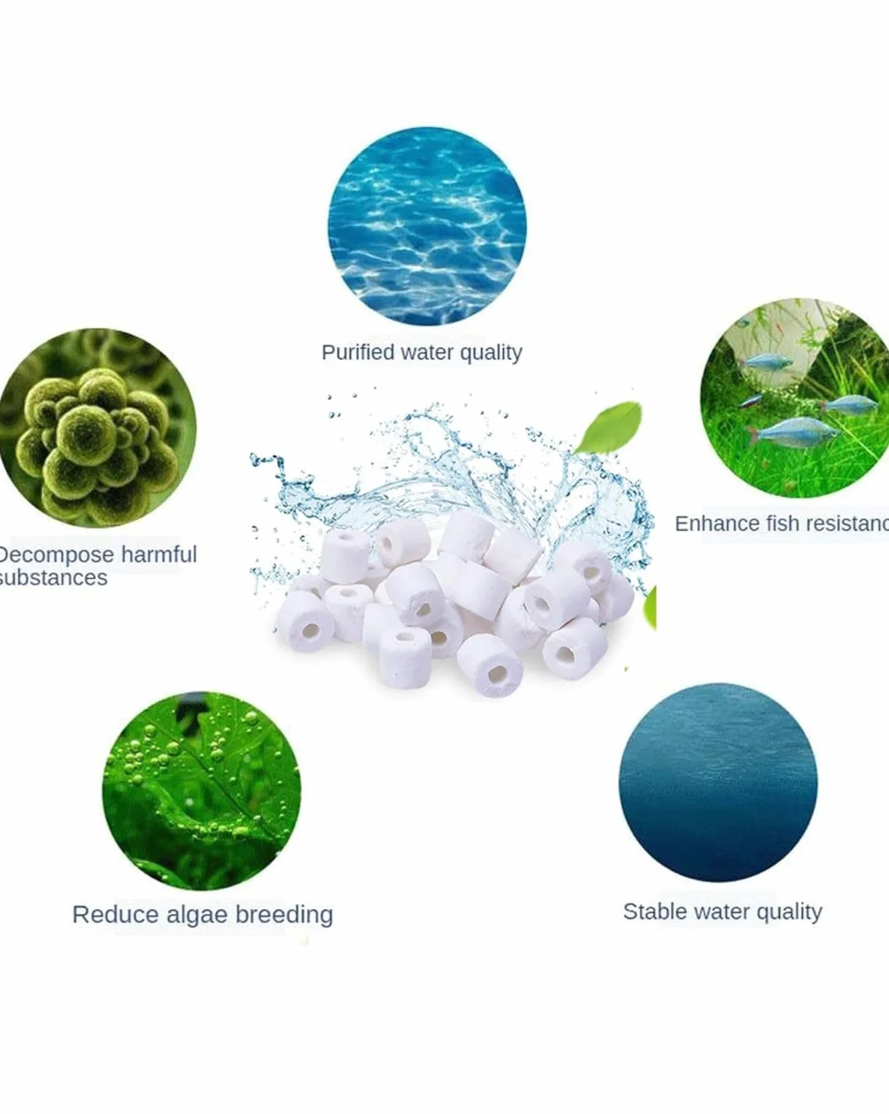 topolenashop Anelli Filtranti in Ceramica, Filtro Biologico per Acquari, 500GR in Sacchett, Tubetti di Ceramica Anelli Filtranti in Ceramica Biologica Cannolicchi Acquario Acqua Art.CR-500